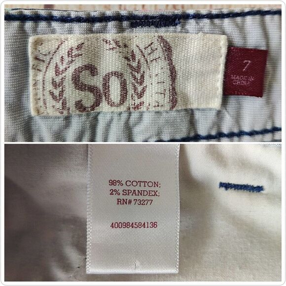 SO navy floral cuffed 2" summer shorts sz 7 - Picture 8 of 8